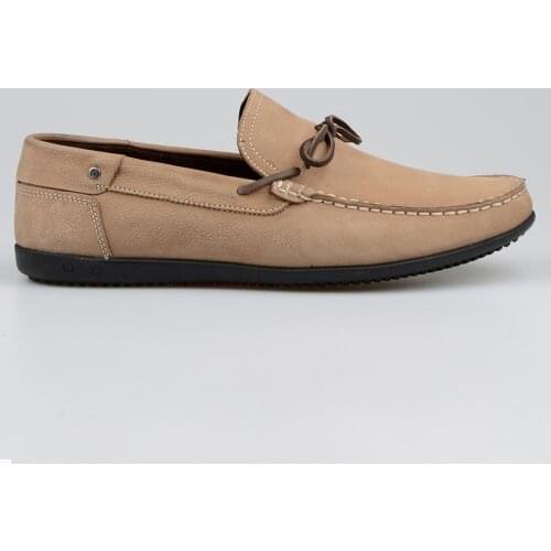 FootCourt- Beige Nubuck Casual Men Moccasins Spring Summer New Arrival Mens Loafers Fashion Shoes Mens Shoes Tide Knot Handcraft