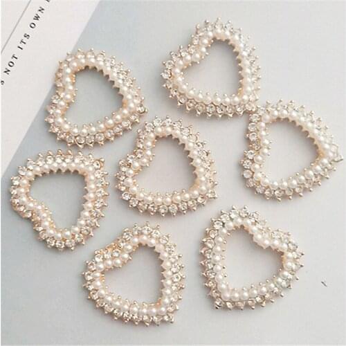 10pcs Heart Pearl Rhinestone Embellishments Flatback Decorative For Handicraft Bowknot Flower Decoration DIY Craft Supplies