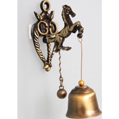 Vintage nostalgic style animal doorbell metal iron bell wind bell hanging wall horse elephant owl shape
