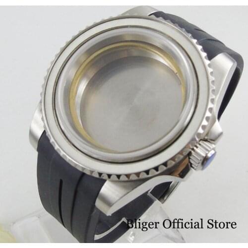 High Quality 40mm Stainless Steel Watch Case With Rubber Strap Fit for ETA 2836 Automatic Movement