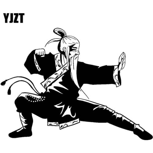 YJZT 17.8CM*12.8CM KungFu Warrior Vinyl Decal Car Sticker Black Silver C13-000723