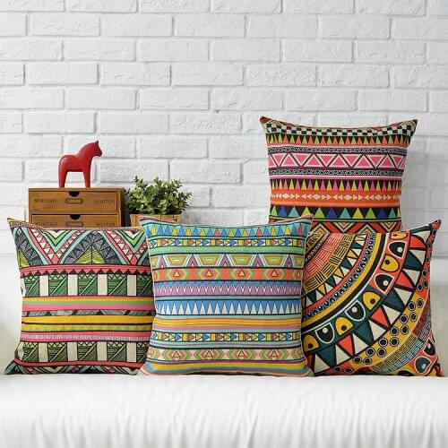 Southeast Asia Color Geometric pillow Abstract Linen pillow cushion pillowcase home decor Cafe sofa cushion