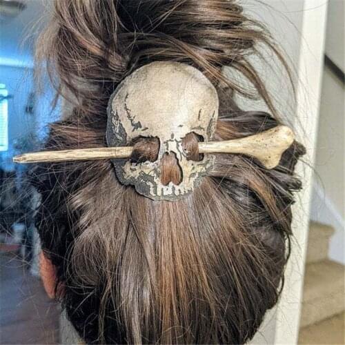 Death Moth/skull Hair Pin Stick Slide With Faux Bone For Women Halloween Party Cosplay Props Hair Products Barber Accessories