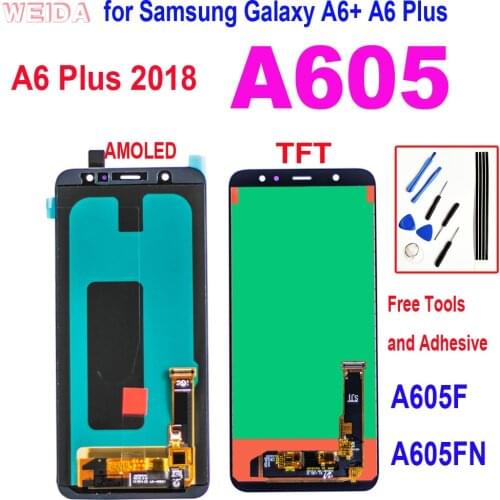 Super Amoled for Samsung Galaxy A6+ A6 Plus 2018 A605 LCD Display Touch Screen Digitizer Assembly For Samsung A605 A605F A605FN