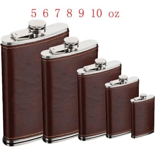 1PC 5-10oz Stainless Steel Hip Liquor Whiskey Alcohol Flask Cap Pocket Wine Bottle
