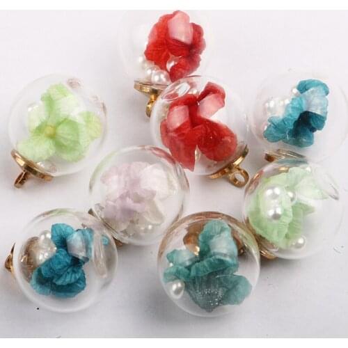 10pcs Color Dried Flowers Constellation Transparent Glass Ball Pendant Charms Jewelry Making DIY Necklace Earrings Accessories