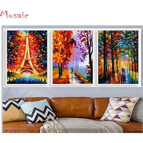 3PCS Diamond Embroidery Abstract city scenery Diy Diamond Paintings Full drill square rhinestone Mosaic painting Paris Street
