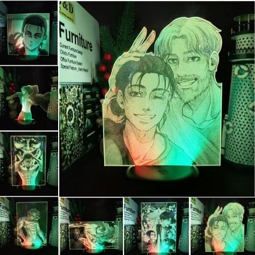 Attack on Titan Anime 3D Night Lights Levi·Ackerman Rivaille Eren Zeke Jaeger Color Changing Lighting Led Decor Home Visual Lamp