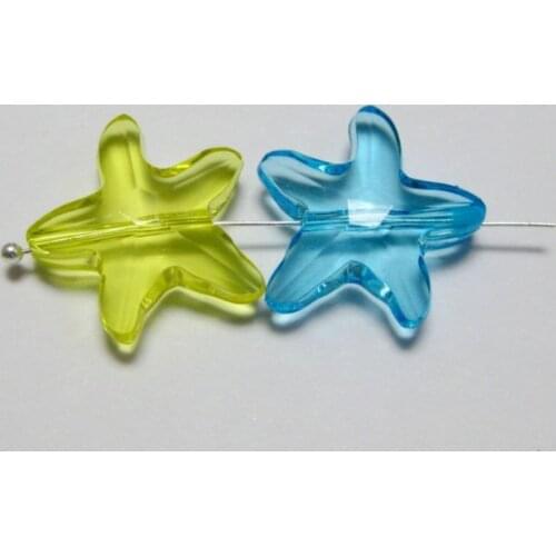 50 Mixed Colour Transparent Acrylic Sea Star Starfish Beads Charms 20mm