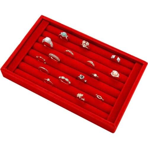 Ring Jewelry Pendant Velvet Display Organizer Tray Holder Earring Jewelry Storage Case AIC88