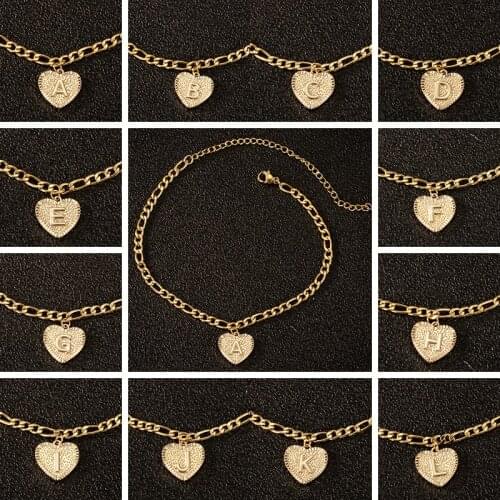 Gold Alphabet Anklet Bracelet A-Z Letter Initial Anklets for Women Stainless Steel Name Foot Jewelry Gift Women Accesorios Mujer