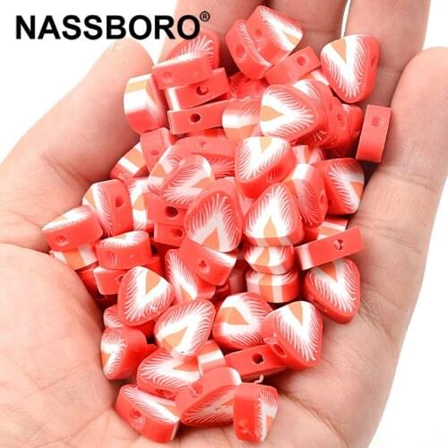30pcs/lot 10mm Strawberry Beads Polymer Clay Beads Mixed Color Polymer Clay Spacer Beads For Jewelry Making DIY Bracelet