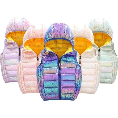 Children Kids Baby Boys Girls Waistcoats Winter Warm Coat Colorful Keep Warm Sleeveless Hooded Jacket For Girl Coat Kids Clothes