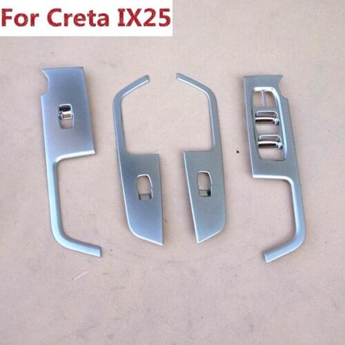 For Hyundai Creta IX25 2014 2015 2016 Left-handed Driveing Chrome Car Interior Door Armrest Cover Window Lifter Switch Trim