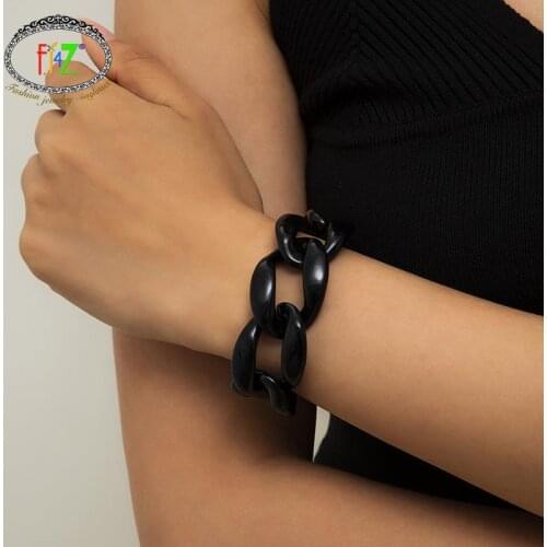 F.J4Z 2021 Trend Bracelets for Women Punk Thick Acrylic Curb Chain Bangles Hit-hop Party Jewelry Gifts armbanden voor vrouwen