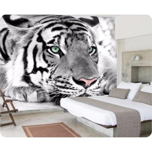Photo wallpaper Tiger black and white animal murals entrance bedroom living room sofa TV background wall mural wall paper