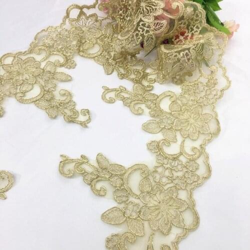 GLace 3Y/Lot Wide 23CM light gold car bone lace wedding dress fashion lace accessories TX1577
