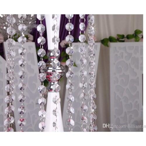 Crystal Prism Beading Hanging Ornament Crystal Octagonal Bead Curtain Garland Strands DIY Craft Party Wedding Decoration 10m/Lot