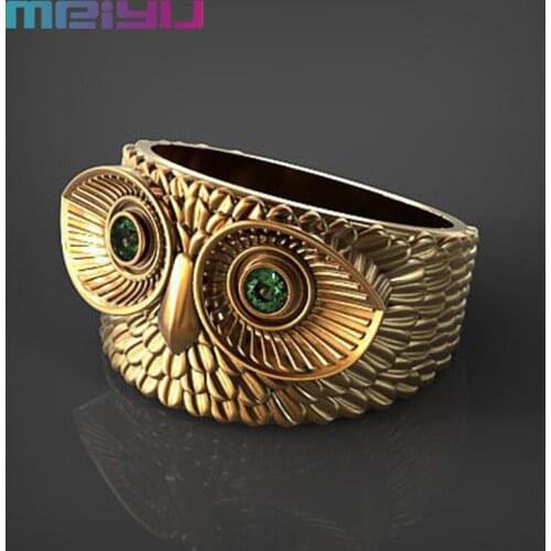 New Creative Lovely Owl Ring Punk Eye Animal Rings for Women Men Vintage Ancient Gold Couple Ring Fashion Jewelry Best Gift