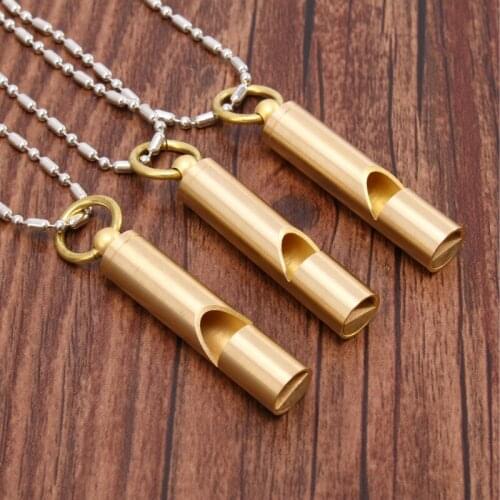 Copper material handmade outdoor camping adventure survival whistle children whistle treble training game survival equipment