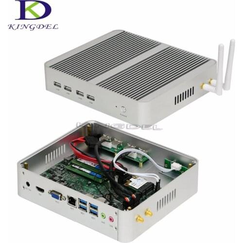 Newest Intel Mini PC 7th Gen. i5 7200U i3 7100U Dual Core Fanless Computer 8GB RAM 256GB SSD Metal Case HDMI VGA 8*USB 4K HTPC