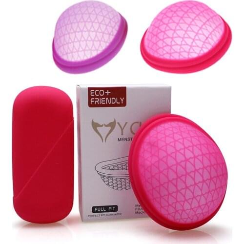 Reusable Silicone Menstrual Disk With Extra-Thin Sterilizing Silicone Menstrual Disk Tampon/ Pad Alternative Red Purple Flat-Fit