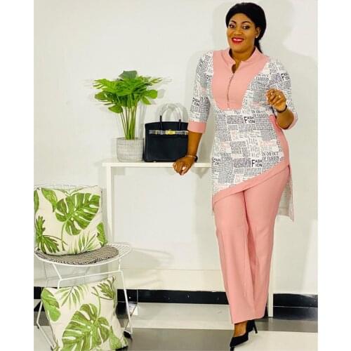 2021 New Arrival Fashion Style African Women Printing Two Pieces Sets Top and Pant African Clothes Women African Clothing