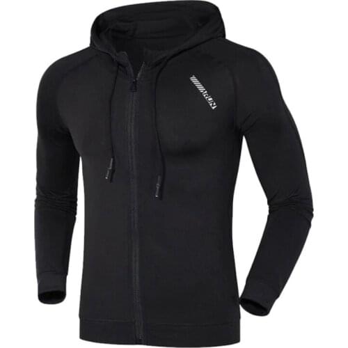 Autumn and Winter Tights Workout Clothes Jacket Mens Outdoor Clothing Sports Hooded Cardigan Running Windbreaker Quick-drying