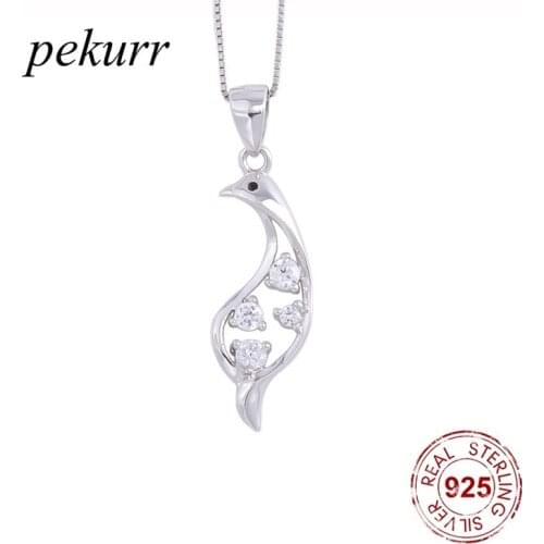 Pekurr 925 Sterling Silver Crystal Dove Pigeon Bird Necklace For Women Peace Pigeon Pendants Kids Fashion Jewelry