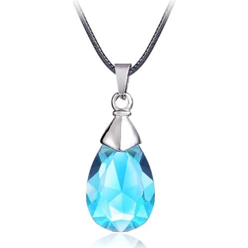 Hot Anime SAO Sword Art Online Metal Necklace Yuis Heart Blue Crystal Pendant Cosplay Accessories Jewelry can Drop-shipping