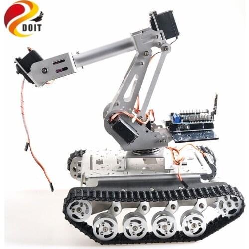 SZDOIT WIFI/Bluetooth/PS2 Handle Control 6DOF Metal RC Robot Platform Kit 6 Axis Robotic Arm+ TS100 Tank Chassis DIY for Android
