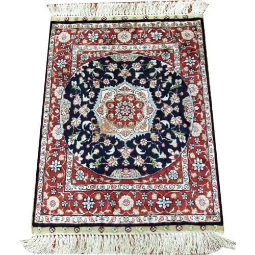 Seeykeep™ 1.5x2ft Rectangle Pure Silk Handknotted Oriental Traditional Persian Rug-SK3036079