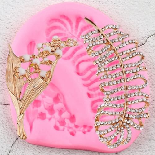 Flower Branches Leaves Silicone Molds Feathers Cupcake Topper Fondant Cake Decorating Tools Jewelry Clay Candy Chocolate Moulds