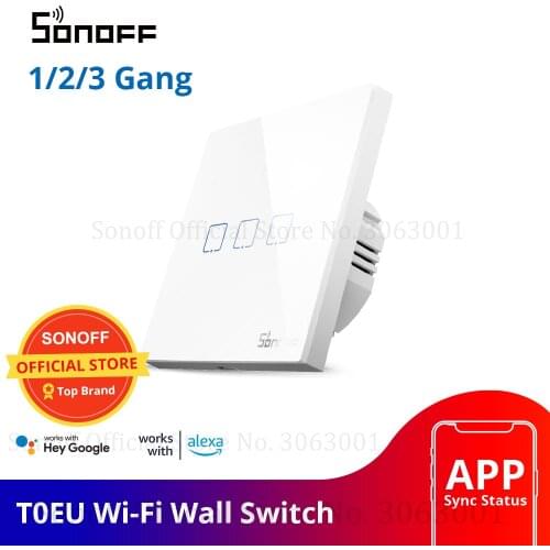 SONOFF T0 EU TX Wifi Touch Wall Light Wireless Switch Smart Home 1/2/3 Gang Voice/APP Remote Control Work With Alexa Google Home