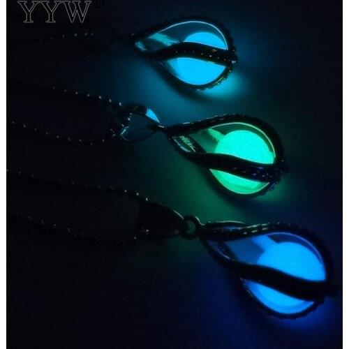 Mermaids Glow beads Necklace In Dark Box Teardrop Hollow Water Drop Luminous Statement Necklace Charm Gift To Girlfriend/Women