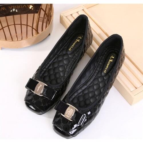 Big Size 42 Square Toe Ladies Flat Shoes Metal Designer Rhombus Lady Flats Elegant Female Leisure Autumn Slip on Shoes Spring