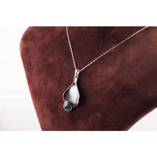 UM US JEWELRY Emerald Cubic Zirconia 925 Sterling Silver Necklace