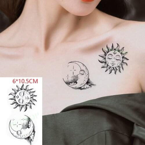 Waterproof Temporary Tattoo Sticker Sun Moon Small Hand Arm Leg Body Art Flash Tattoo Fake Tattoo for Women Men