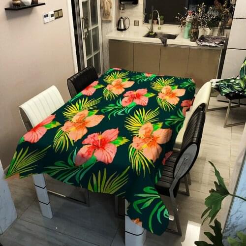 Green Tropical Leaf and Flowers Tablecloth Waterproof Table Cloth Toalha De Mesa Nappe Decoracao Para Casa Manteles Table Cover