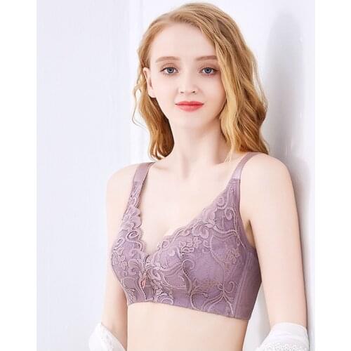 KYLIE PINK Women Sexy Bras Lace Push Up Bra 3/4 Cup Deep V Female Bras Underwear Adjust Straps Wirefree Soft Plus Size Lingerie