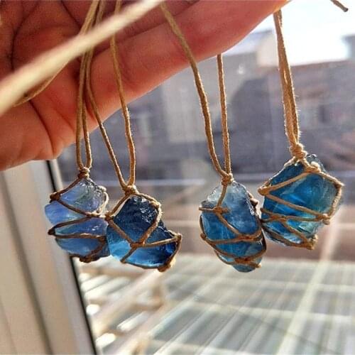 Dream Crystal Blue Fluorite Rope Necklace for Women Jewelry Gift