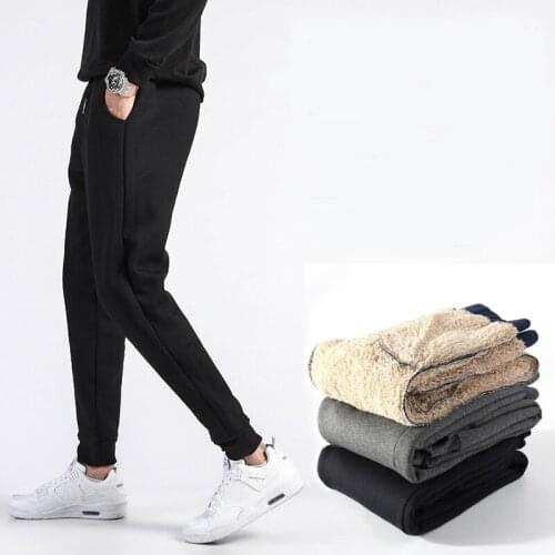 Winter Lamb Fleece Sweatpants Plus Velvet Thickened Men Pants Casual Trend Large Size Fat Mens Ankle-tied Trousers Men Joggers