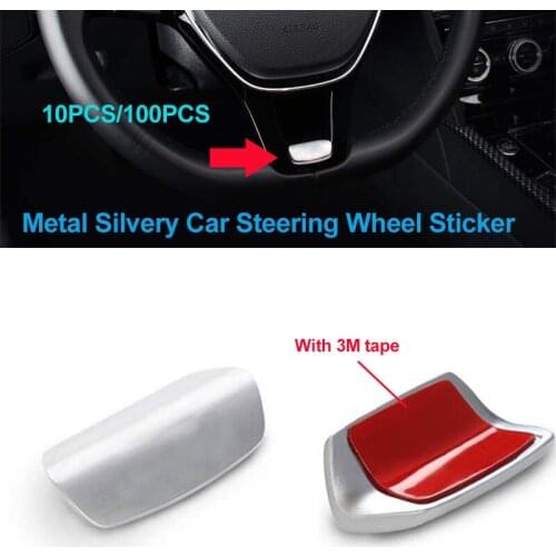 10pcs/100pcs Car Steering Wheel Sticker Auto Emblems Badge Sticker Metal Silver For Vw Passat B6 B7 Golf MK5 MK6 Tiguan