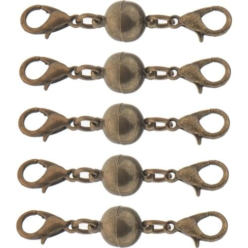 10 Pieces Antique Bronze Brass Magnetic Clasps Hooks for Necklace Jewelry Making