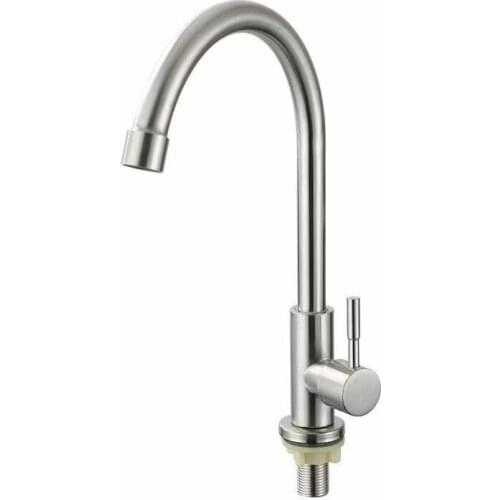 304 Stainless Steel Faucet 304 Round Vertical Brushed Single Cold Kitchen Faucet Sink Faucet