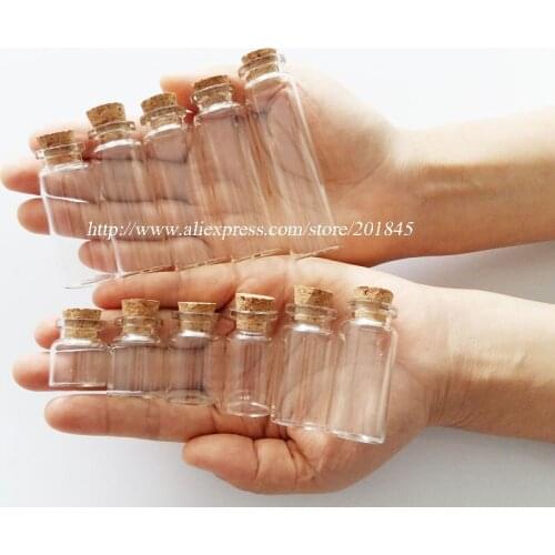 50Pcs/ Small Clear Empty Wishing Glass Bottle Drifting Bottle Vial With Cork Stopper Containers Diameter 22mm