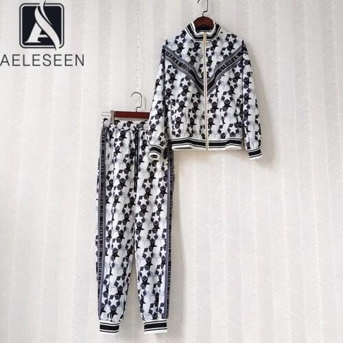 AELESEEN 2021 Autumn Winter Tracksuit Women 2 Piece Printing Jacket + Pants Sportwear Womens Sports Suit Set Female Clothe