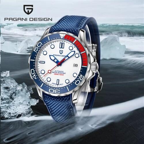 PAGANI DESIGN Original Brand Silicone Mens Automatic Watches Top 007 Commander Men Mechanical Wristwatch Japan NH35A Watches