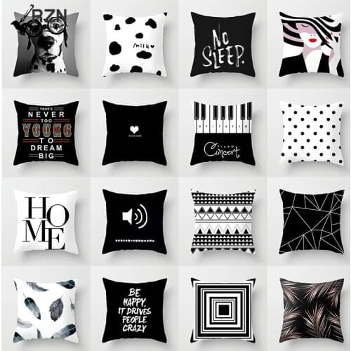 Black White Geometric Cushion Cover Polyester Throw Pillow Case Car Sofa Bed Decorative Pillowcase 45*45cm INS Nordic Home Decor