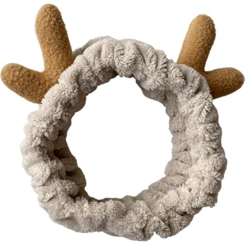 Black Coffee Grey Pink Red Deer Horn Fluffy Cloth Turban Headband Headwear for Women & Kids